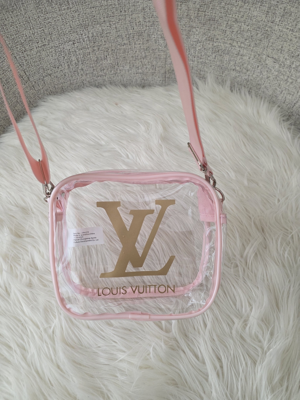 Pink Clear Crossbody Bag Stadium Bag Cosmetic Bag - Picture 5 of 9